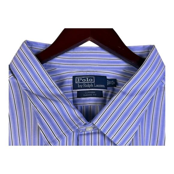 NWT Polo Ralph Lauren Durham Button Down Shirt 23 34/35 4XB Blue Vertical Strip - Picture 8 of 15